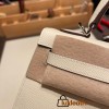 Hermes Kelly 25cm sellier Epsom I2 /Nata Silver Hardware Full Handmade 069