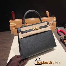 Hermes Kelly 25cm sellier Epsom 89 /Black (Noir) Gold Hardware Full Handmade 070
