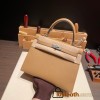 Hermes Kelly 25cm sellier Epsom 0M/Chai Silver Hardware Full Handmade 071