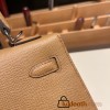 Hermes Kelly 25cm sellier Epsom 0M/Chai Silver Hardware Full Handmade 071