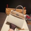 Hermes Kelly 25cm sellier Epsom I2 /Nata Silver Hardware Full Handmade 075