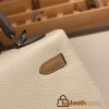Hermes Kelly 25cm sellier Epsom I2 /Nata Silver Hardware Full Handmade 075