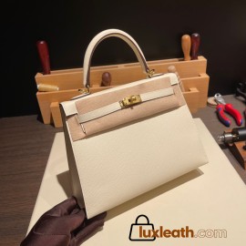 Hermes Kelly 25cm sellier Epsom I2 /Nata Gold Hardware Full Handmade 076