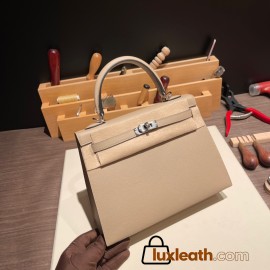 Hermes Kelly 25cm sellier Epsom S2/Trench Silver Hardware Full Handmade 080