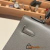 Hermes Kelly 25cm sellier Epsom 0L/ Gris Meyer Silver Hardware Full Handmade 083