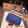 Hermes Kelly 25cm sellier Epsom 7T /Blue Electric Gold Hardware Full Handmade 087