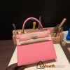Hermes Kelly 25cm sellier Epsom 1Q/Rose Confetti Silver Hardware  Full Handmade 089