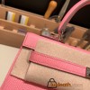 Hermes Kelly 25cm sellier Epsom 1Q/Rose Confetti Silver Hardware  Full Handmade 089