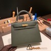 Hermes Kelly 25cm sellier Epsom C6 /Vert Gris Gold Hardware Full Handmade 091