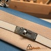 Hermes Kelly 25cm sellier Epsom 75/Blue Jean & 10 /Craie Silver Hardware Full Handmade 096