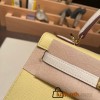Hermes Kelly 25cm sellier Epsom 1Z/ Jaune Poussin & 10 /Craie Gold Hardware Full Handmade 097