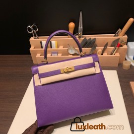 Hermes Kelly 25cm sellier Epsom 9W /Crocus Gold Hardware Full Handmade 106