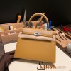 Hermes Kelly 25cm sellier Epsom 2S /Sesame Silver Hardware Full Handmade 108