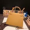 Hermes Kelly 25cm sellier Epsom 2S /Sesame Silver Hardware Full Handmade 108