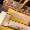 Hermes Kelly 25cm sellier Epsom 9D /Jaune Ambre Silver Hardware Full Handmade 110