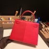 Hermes Kelly 25cm sellier Epsom S3/Rouge Cœur & I6 /Rose Extreme & B3 /Blue Zanzibar  112