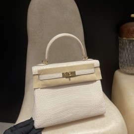 25cm Alligator（Matte） 8L /Beton (Béton) Gold Hardware Full Handmade