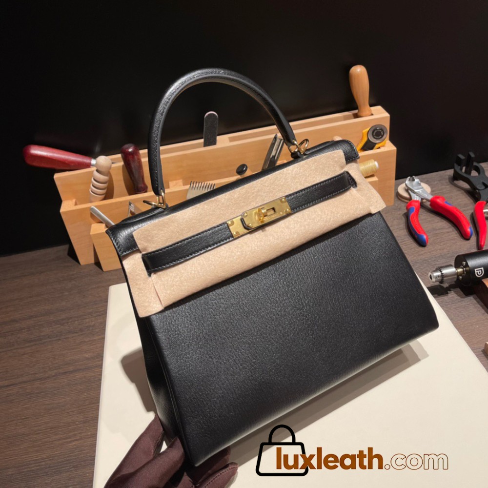 Hermes Kelly 28CM togo 89 /Black (Noir) GoldHardware  FullHandmade 002