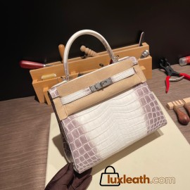 Hermes Kelly 28CM CrocodileHimalaya 28Kelly SilverHardware  FullHandmade 003