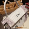 Hermes Kelly 28CM CrocodileHimalaya 28Kelly SilverHardware  FullHandmade 003