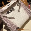 Hermes Kelly 28CM CrocodileHimalaya 28Kelly SilverHardware  FullHandmade 003