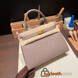 Hermes Kelly 28CM Ostrich M8/ Gris Asphalt GoldHardware    FullHandmade 006