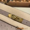 Hermes Kelly 28CM Ostrich M8/ Gris Asphalt GoldHardware    FullHandmade 006