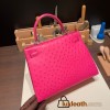 Hermes Kelly 28CM Ostrich 8T /Rose Candy SilverHardware  FullHandmade 007