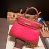 Hermes Kelly 28CM Ostrich I6 /Rose Extreme & 6C /Cuivre GoldHardware    FullHandmade 008