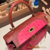 Hermes Kelly 28CM Ostrich I6 /Rose Extreme & 6C /Cuivre GoldHardware    FullHandmade 008