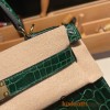 Hermes Kelly 28CM Shiny Crocodile 67 /Vert Fonce GoldHardware    FullHandmade 009
