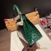 Hermes Kelly 28CM Shiny Crocodile 67 /Vert Fonce GoldHardware    FullHandmade 009