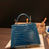 Hermes Kelly 28CM Crocodile Niloticus W0 /Vert Bosphore GoldHardware    FullHandmade 010
