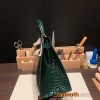 Hermes Kelly 28CM Crocodile Niloticus W0 /Vert Bosphore GoldHardware    FullHandmade 011
