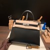 Hermes Kelly 28CM box 89 /Black (Noir) SilverHardware  FullHandmade 013