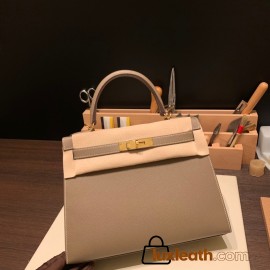 Hermes Kelly 28CM Epsom 18 /Étoupe Grey GoldHardware  FullHandmade 028