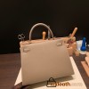 Hermes Kelly 28CM Epsom 18 /Étoupe Grey GoldHardware  FullHandmade 028