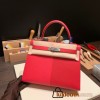 Hermes Kelly 28CM Epsom S3/Rouge Cœur SilverHardware  FullHandmade 031
