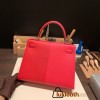 Hermes Kelly 28CM Epsom S3/Rouge Cœur SilverHardware  FullHandmade 031