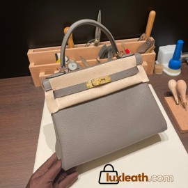 Hermes Kelly 28CM togo 8F /Etain GoldHardware     FullHandmade 035