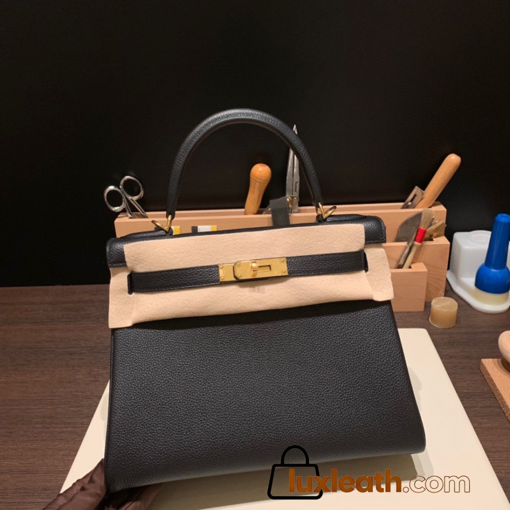 Hermes Kelly 28CM togo 89 /Black (Noir) GoldHardware  FullHandmade 036