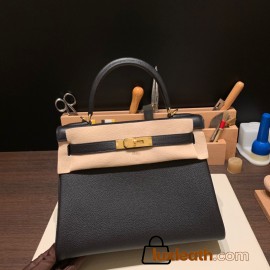Hermes Kelly 28CM togo 89 /Black (Noir) GoldHardware  FullHandmade 036