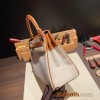 Hermes Kelly 32cm Barenia &canvas 34 /Fauve Gold Hardware  Full Handmade
