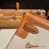 Hermes Kelly 32cm Barenia &canvas 34 /Fauve Gold Hardware  Full Handmade