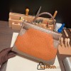 Hermes Kelly 32cm Ostrich Silver Hardware ck37 /Gold&18 /Étoupe Grey& 47 /Chocolat Full Handmade