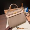 Hermes Kelly 32cm togo Gold Hardware 18 /Étoupe Grey & 8W /Rose Azalee Full Handmade