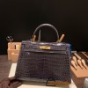 Hermes Kelly 32cm Crocodile Niloticus 88/ Graphite Gold Hardware Full Handmade