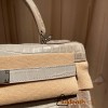 Hermes Kelly 32cm 8D /Himalaya Grey Himalayan/Nilo Silver Hardware Full Handmade