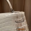 Hermes Kelly 32cm 8D /Himalaya Grey Himalayan/Nilo Silver Hardware Full Handmade