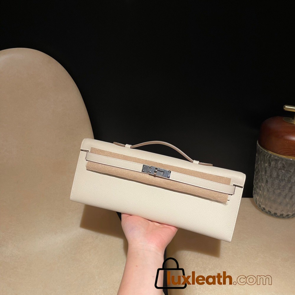 Epsom 10/Craie   kellycut-003 Full Handmade  HERMES  Kelly Cut 